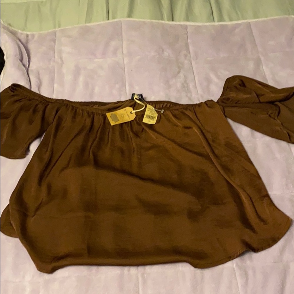 Brand new off the shoulder Maroon polyester top